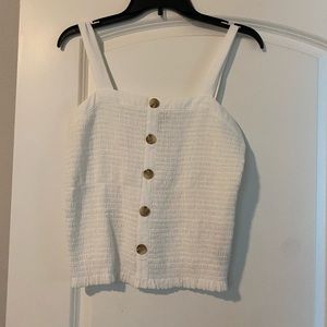 Cream cropped buttoned top
